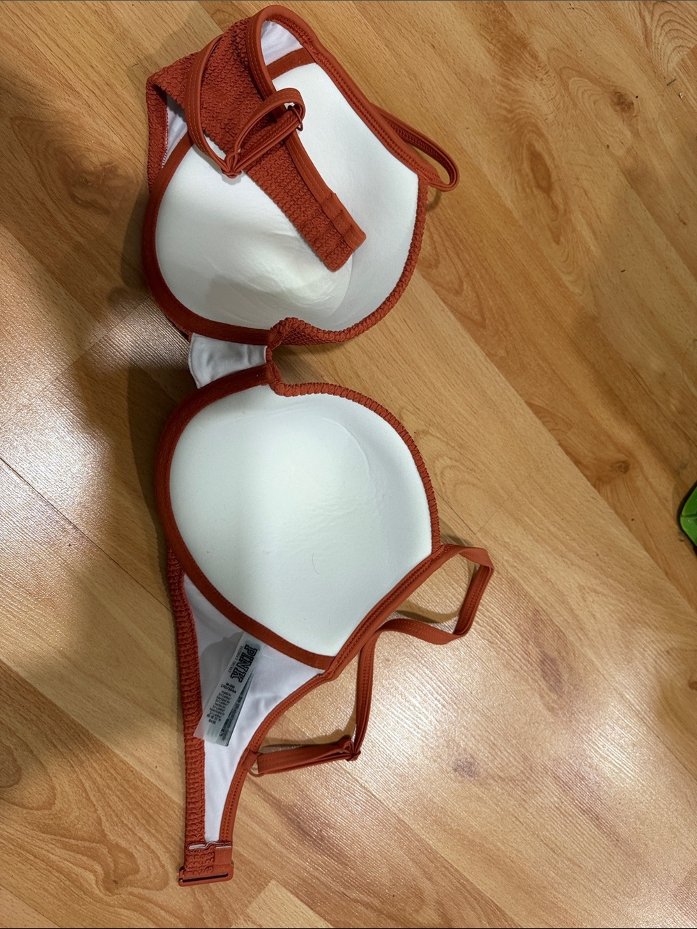 PINK Victoria's Secret Textured Bikini Top in Terracotta Rust